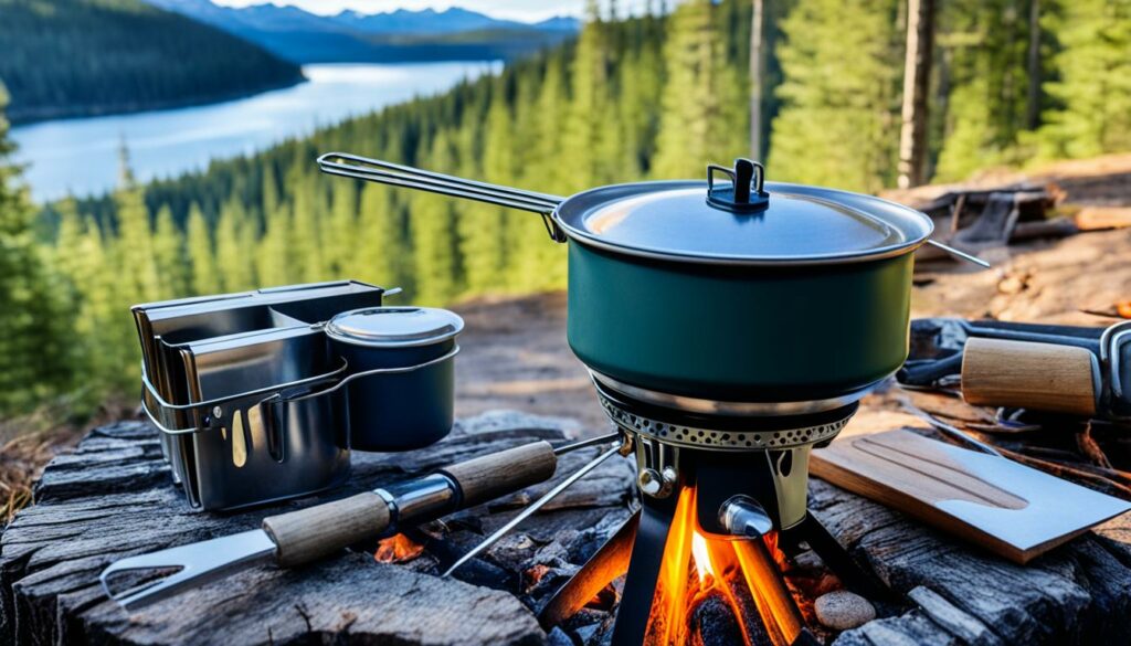attrezzature da campeggio per cucinare all'aperto